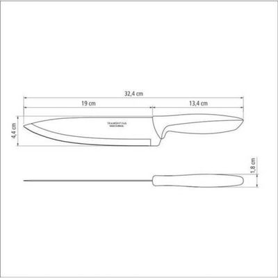 Faca Chef Tramontina Em Aço Inox 8" Preto Plenus