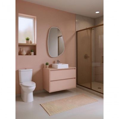 Gabinete Para Banheiro Com Cuba E Espelheira Organica 80cm Mdf Rosa Dubai - On Móveis