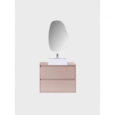Gabinete Para Banheiro Com Cuba E Espelheira Organica 80cm Mdf Rosa Dubai - On Móveis