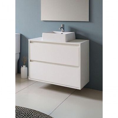 Gabinete Para Banheiro Com Cuba E Espelheira Com Led 80cm Mdf Branco Dubai - On Móveis