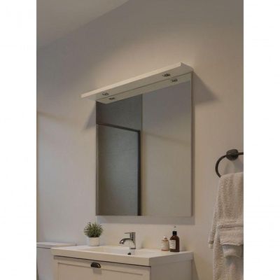 Gabinete Para Banheiro Com Cuba E Espelheira Com Led 80cm Mdf Branco Dubai - On Móveis