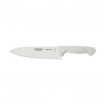 Faca Chef Tramontina Premium Com Lâmina Em Aço Inox E Cabo De Polipropileno Branco 8"