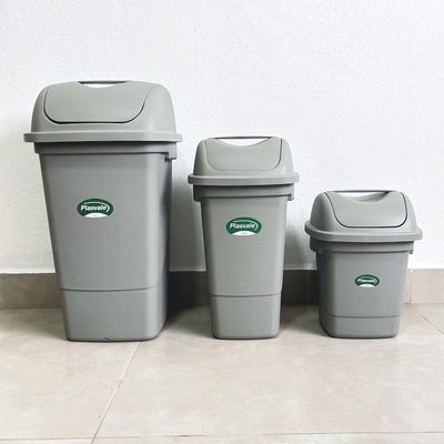 Lixeira Com Tampa Basculante 30 Litros - Plasvale Cinza