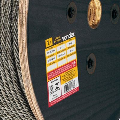 Cabo De Aço Galvanizado Af 9,5mm 3-8" 6x7 Com 100m - Vonder