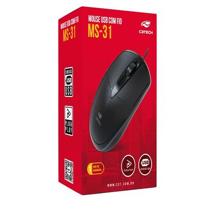 Mouse Usb C3tech Ms-31bk 1000dpi 1.1mt - Preto