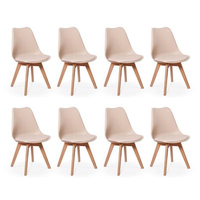 Kit 8 Cadeiras Eames Wood Leda Nude Império Business