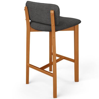 Banqueta Alta Para Cozinha Sala de Jantar Bar Dara L02 Linho Cinza Escuro - Lyam Decor
