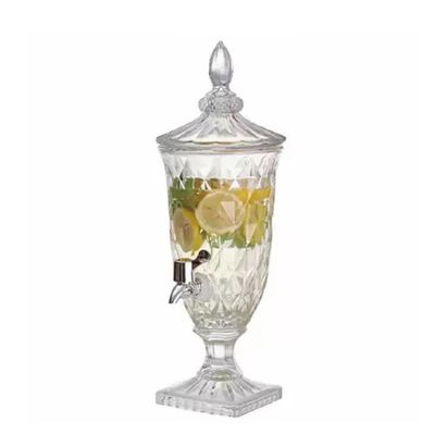 Suqueira De Cristal Dispenser De Bebidas Vidro 2 Litros Com Torneira Luxo Vintage Festa Casamento