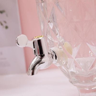 Suqueira De Cristal Dispenser De Bebidas Vidro 2 Litros Com Torneira Luxo Vintage Festa Casamento