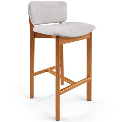 Banqueta Alta Para Cozinha Sala de Jantar Bar Dara L02 Linho Cinza - Lyam Decor