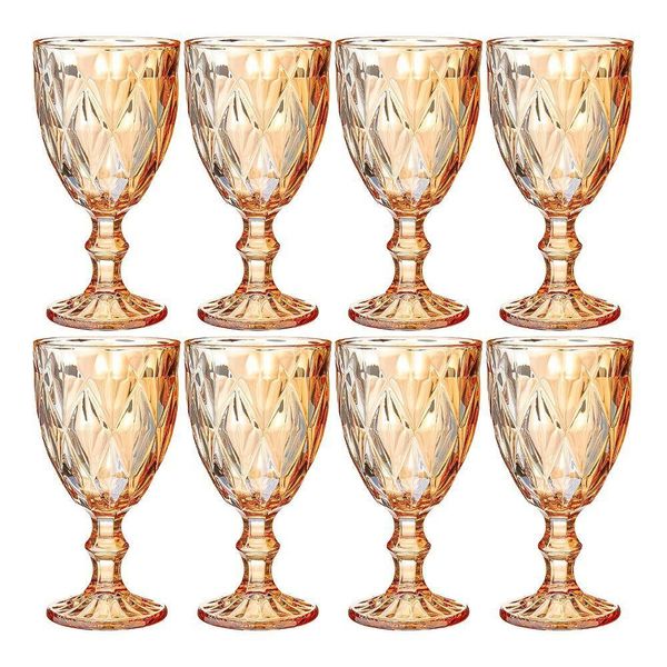 Jogo 8 Taças De Vidro Diamond Diamante âmbar Metalizado 300ml água Class Home Jogo 8 Taças De Vidro Diamond Diamante âmbar Metalizado 300ml água Class Home