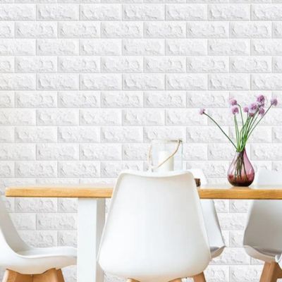 Papel Parede Painel 3d Tijolinho Branco Placa Auto Adesivo Revestimento Espuma 77x70cm Grande Autocolante Decoração