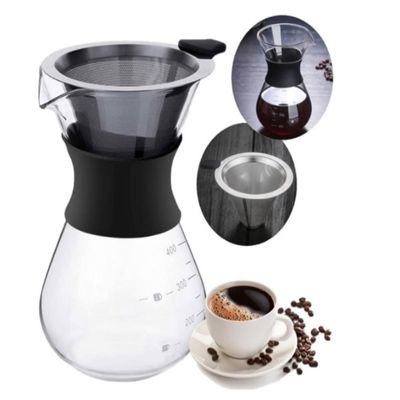 Cafeteira De Vidro 400ml Com Coador Em Inox – Vidro Borossilicato Resistente, Design Moderno E Café Mais Saboroso