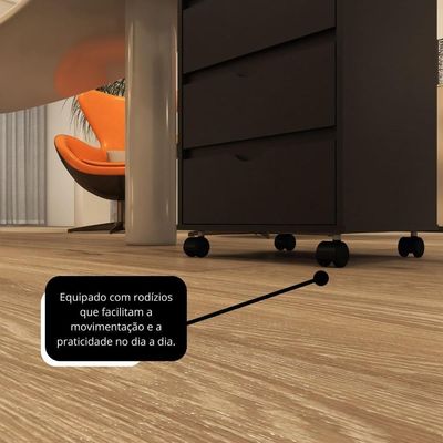 Gaveteiro Multiuso 4 Gavetas Com Rodizios Preto Preto