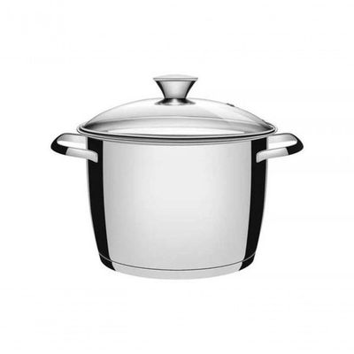 Caldeirão 24cm Tramontina Allegra Aço Inox Com Tampa De Vidro
