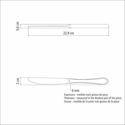 Faca De Mesa Tramontina Italy Em Aço Inox Forjado 6mm