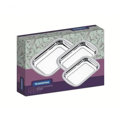 Jogo De Assadeiras Tramontina Cosmos Aço Inox 3 Peças