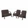 Conjunto Poltronas Vênus Braço Madeira Suede Marrom.