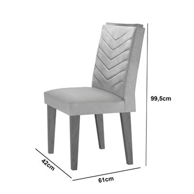 Mesa Sala De Jantar Alvorada 180cm E 6 Cadeiras Liz Moderna Veludo Creme/off White/imbuia