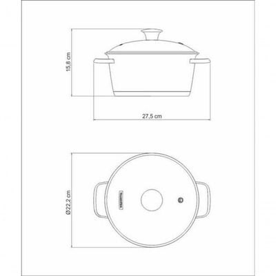 Caçarola Funda Tramontina Allegra Aço Inox E Tampa De Vidro 20cm