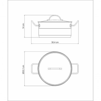 Caçarola Rasa Tramontina Professional 20cm Em Aço Inox Com Detalhe Satinado