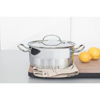 Caçarola Rasa Tramontina Professional 20cm Em Aço Inox Com Detalhe Satinado