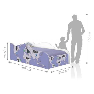 Cama Fun Mapa De Viagens Solteiro Com Colchão