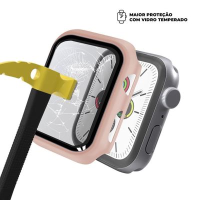 Case Para Apple Watch 44mm - Armor - Acompanha Película Integrada Na Case - Rosa - Gshield