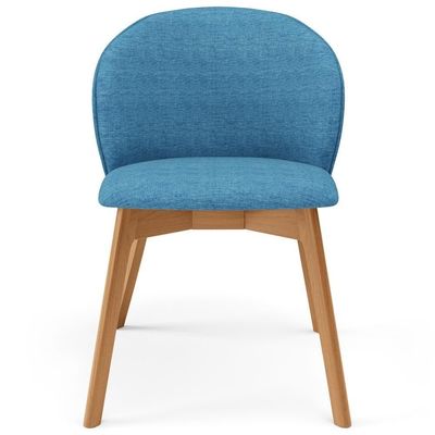 Kit 05 Cadeiras De Jantar E Estar Living Estofada Mia L02 Linho Azul - Lyam Decor