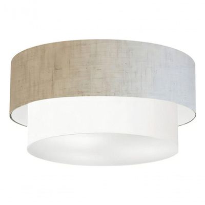 Plafon Duplo Cilíndrico Vivare Md-3017 Cúpula Em Tecido Bivolt Rustico-bege-branco 127/220v