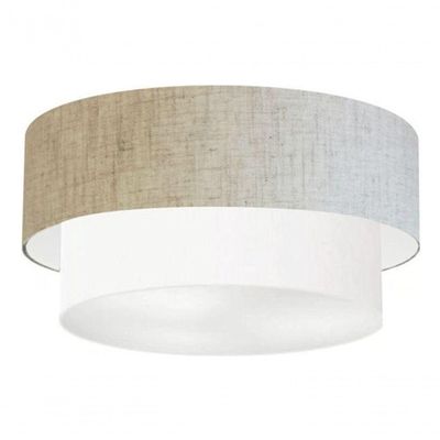Plafon Duplo Cilíndrico Vivare Md-3017 Cúpula Em Tecido Bivolt Rustico-bege-branco 127/220v