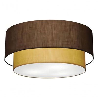 Plafon Duplo Cilíndrico Vivare Md-3017 Cúpula Em Tecido 50x40cm - Bivolt Café-palha 127/220v