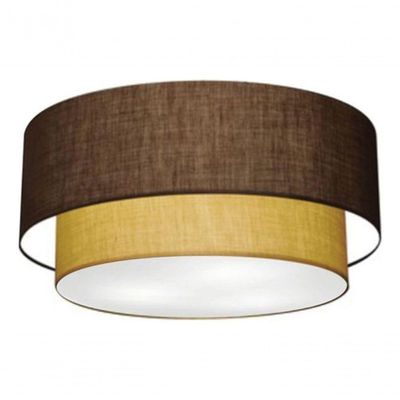 Plafon Duplo Cilíndrico Vivare Md-3017 Cúpula Em Tecido 50x40cm - Bivolt Café-palha 127/220v
