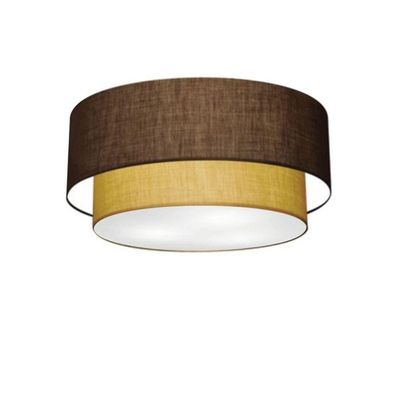 Plafon Duplo Cilíndrico Vivare Md-3017 Cúpula Em Tecido 50x40cm - Bivolt Café-palha 127/220v