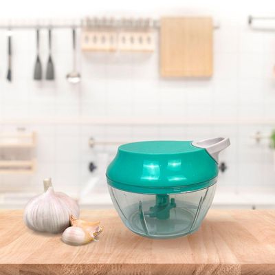 Mini Processador Manual Alimentos Triturador 3 Laminas Corta Legumes Alho Pimenta 300ml Verde