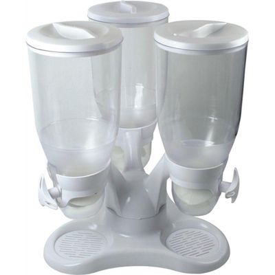 Dispenser Cereais Triplo Giratorio Porta Mantimentos E Alimentos Graos Com 3 Potes Mesa E Bancada