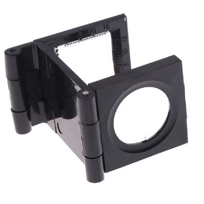 Lupa Conta Fios 10x Mini Mesa Bancada Suporte Dobravel Lente Optica 28mm Com Escala Profissional