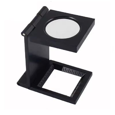 Lupa Conta Fios 10x Mini Mesa Bancada Suporte Dobravel Lente Optica 28mm Com Escala Profissional