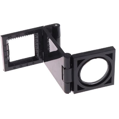 Lupa Conta Fios 10x Mini Mesa Bancada Suporte Dobravel Lente Optica 28mm Com Escala Profissional
