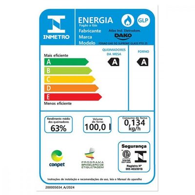 Fogao Dako 5 Bocas Supreme Glass TC Preto Bivolt
