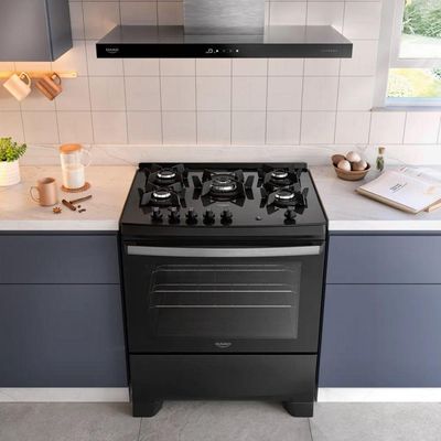 Fogao Dako 5 Bocas Supreme Glass TC Preto Bivolt