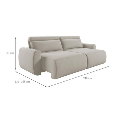 Sofá 4 Lugares Retrátil e Reclinável City Linho Bege Claro 240 cm