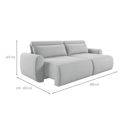 Sofá 5 Lugares Retrátil e Reclinável City Linho Cinza Claro 280 cm