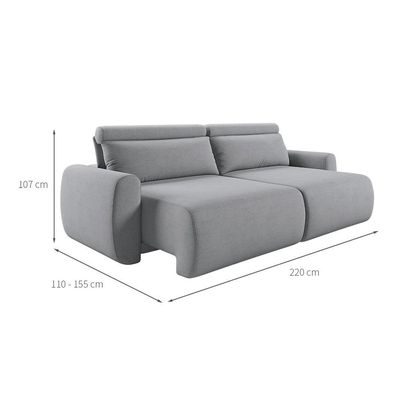 Sofá 3 Lugares Retrátil e Reclinável City Linho Cinza 220 cm