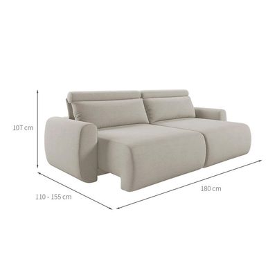 Sofá 3 Lugares Retrátil e Reclinável City Linho Bege Claro 180 cm