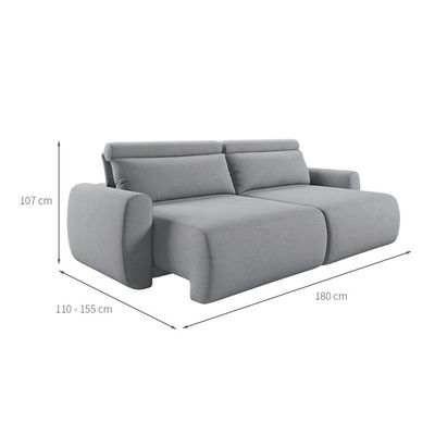 Sofá 3 Lugares Retrátil e Reclinável City Linho Cinza 180 cm