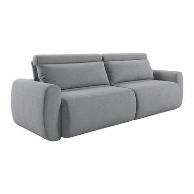 Sofá 3 Lugares Retrátil e Reclinável City Linho Cinza 180 cm
