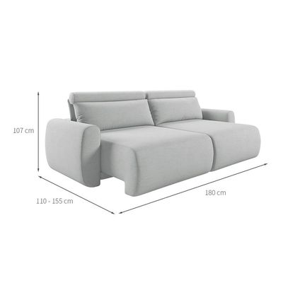 Sofá 3 Lugares Retrátil e Reclinável City Linho Cinza Claro 180 cm