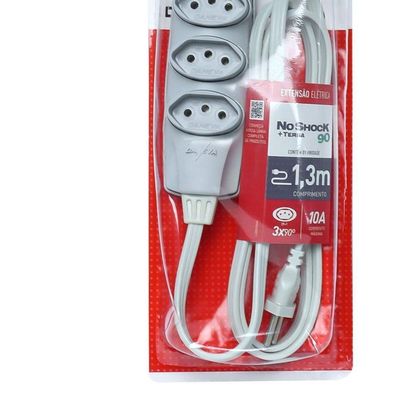 Extensao Noshock 90 Pp 3x0,75 2p+t 10a Cinza 1,3 Metros Dn1905