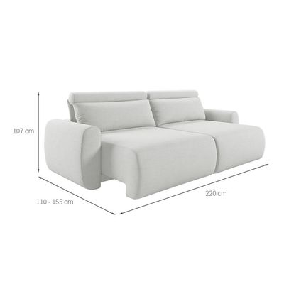 Sofá 3 Lugares Retrátil e Reclinável City Linho Cru 220 cm